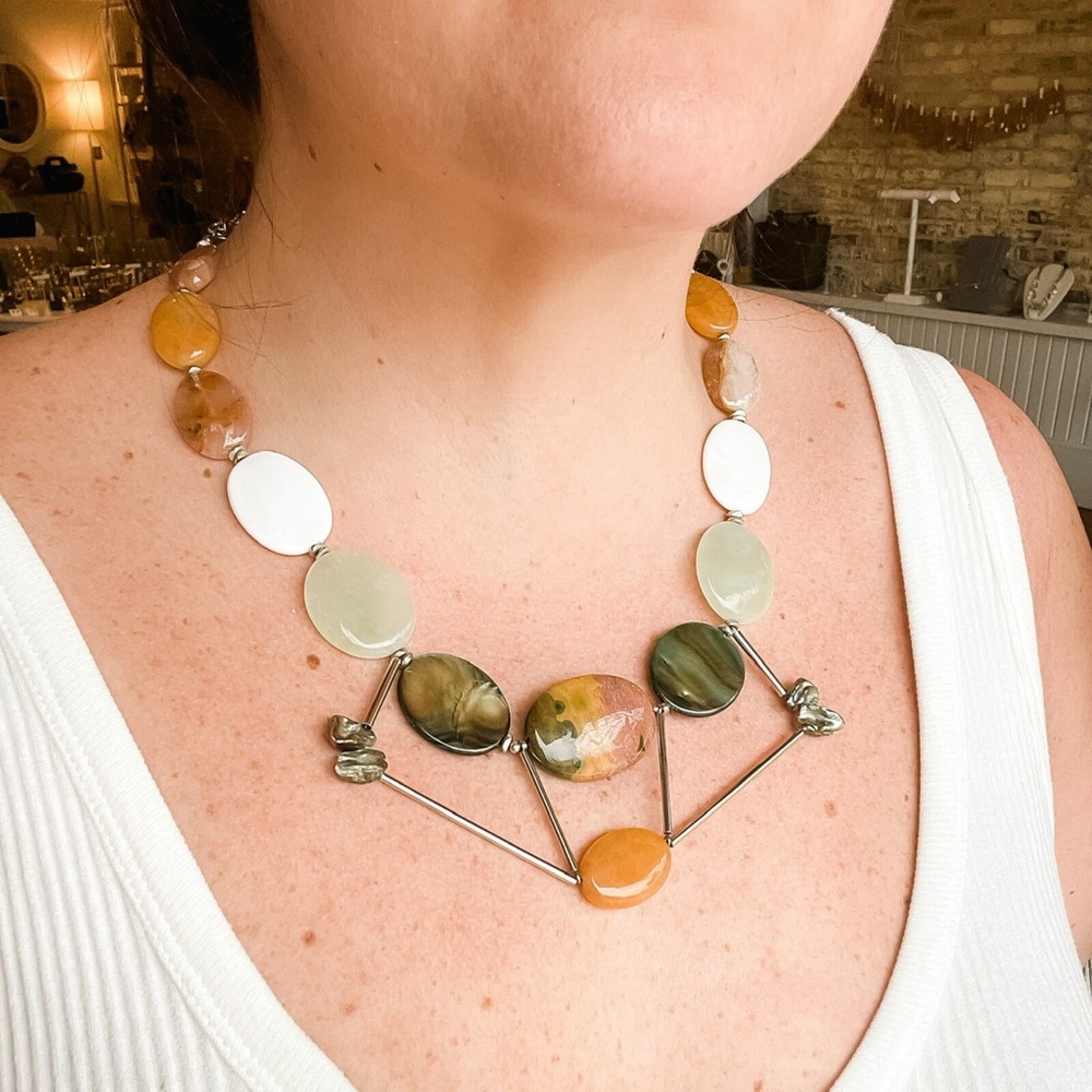 Handmade Jasper, Citrine, Mother of Pearl, Moonstone & Freshwater Pearl